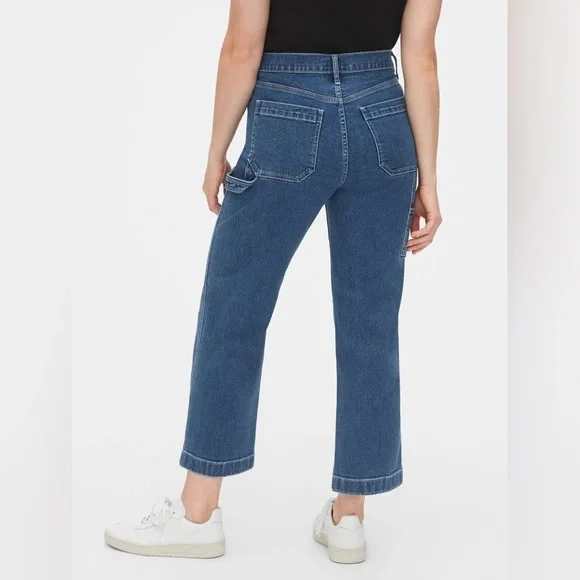 GAP ankle length carpenter high rise carpenter jeans slight acid wash - Picture 2 of 15